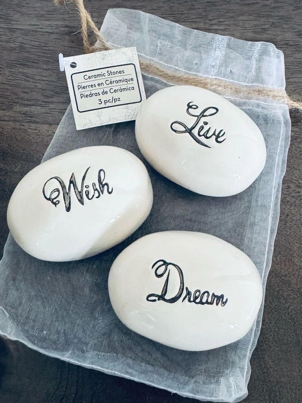 Live Wish Dream Ceramic Decorative Stones Set